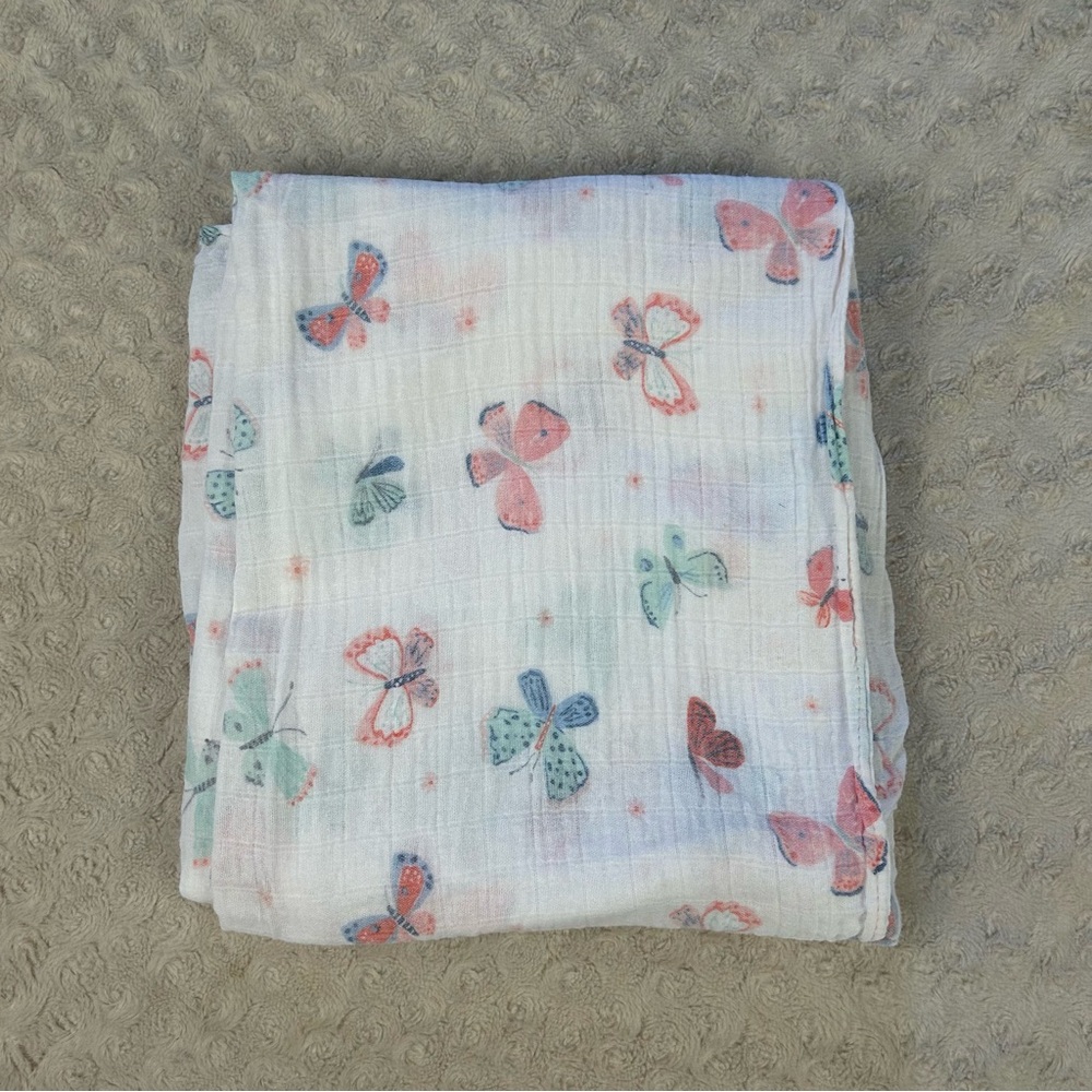 Angel Dear Butterfly Baby Swaddle Blanket Pink White Blue Moth Cotton Bamboo